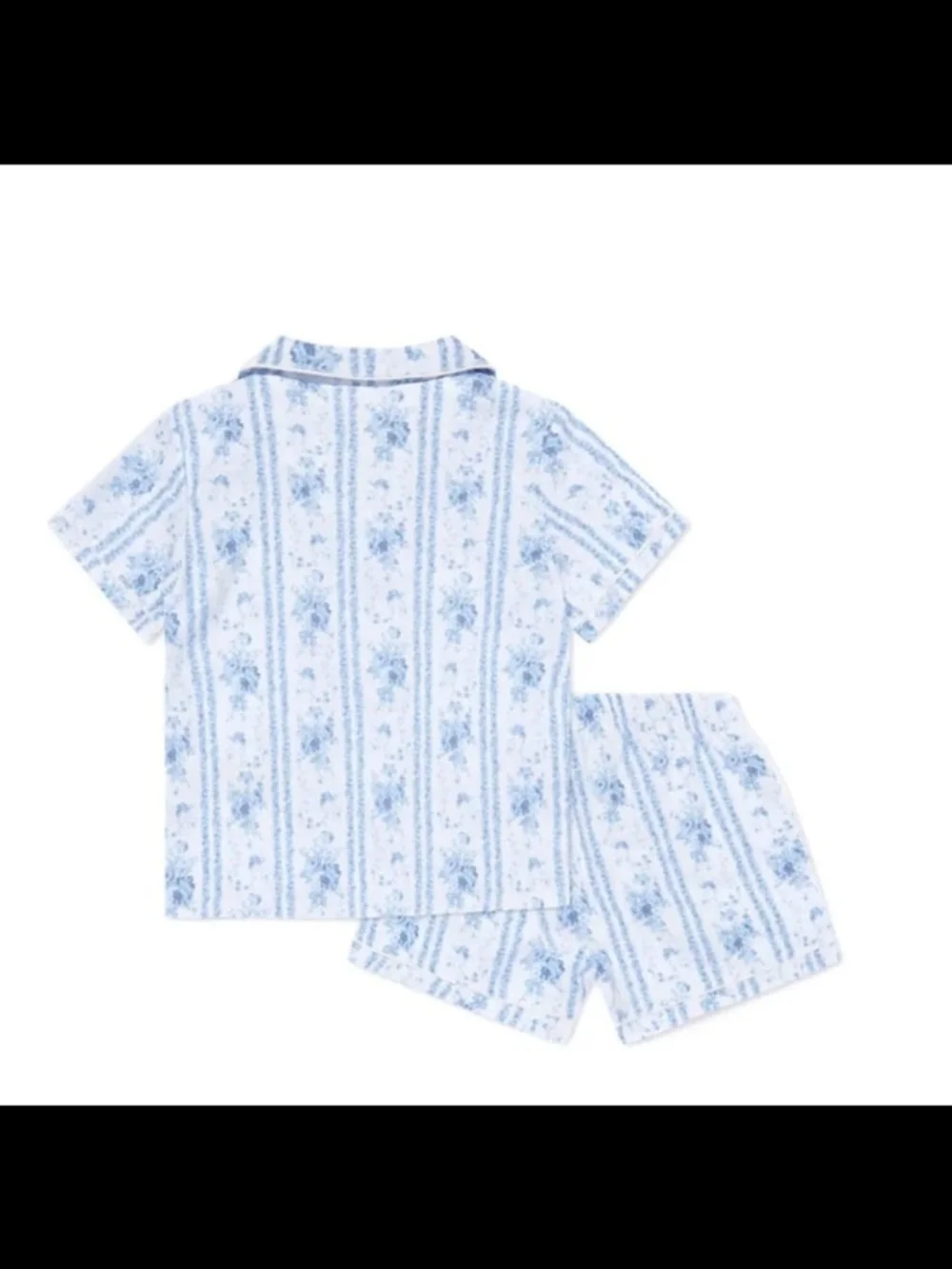 Ralph Lauren Light Blue Floral Stripe Short Pajama Set